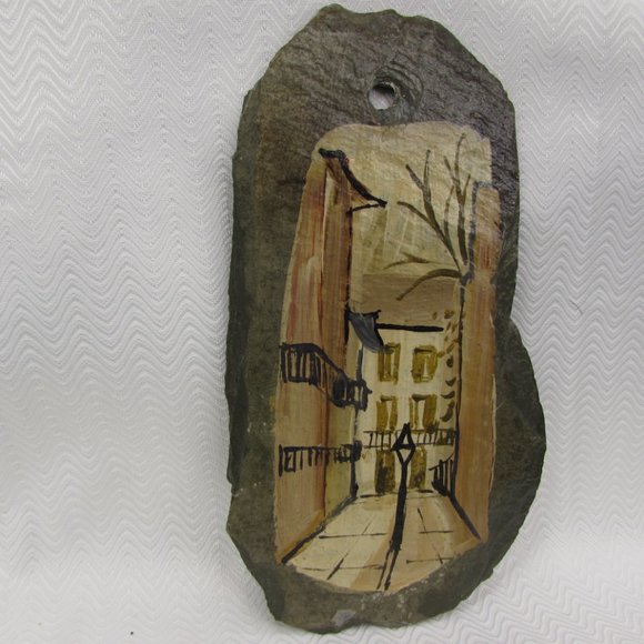 Pirates Alley New Orleans Hand Painted Rustic Slate Art Painting 3" x 6" - Picture 2 of 7